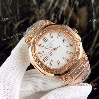 Replica Patek Philippe Nautilus White Face "Tattoo" Watches